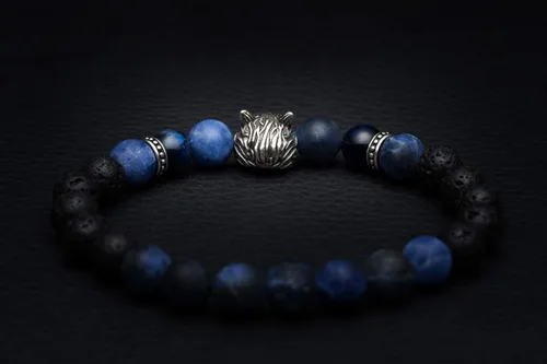 Miniatura 5 de Karseer - Pulsera amuleto de abalorios con cabeza de lobo vikinga para aliviar estrés y ansiedad