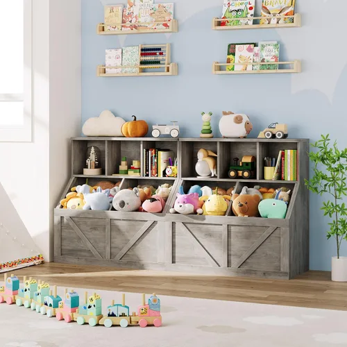 Miniatura 4 de Estantería para niños y organizador de almacenamiento de juguetes IDEALHOUSE, organizador de juguetes con gabinete de almacenamiento y estante