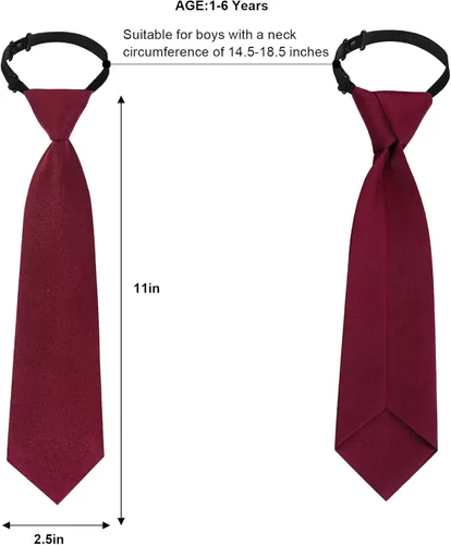 Miniatura 2 de Sucrain 1 corbata de niño preatada ajustable para boda, graduación, uniforme escolar
