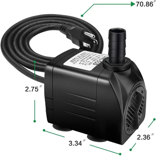 Miniatura 2 de Jhua Bomba de fuente de agua sumergible de 300 GPH (1100 L/H, 21 W), bombas de fuente ultra silenciosas sumergibles para exteriores con cable