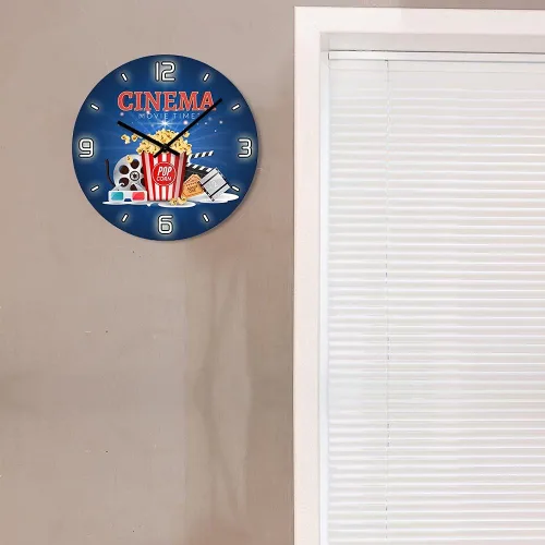 Miniatura 6 de The Geeky Days Movie Time Popcorn Filmstrip Clapboard Tickets Reloj de pared silencioso Diseño moderno Amantes de la película Decoración del hogar