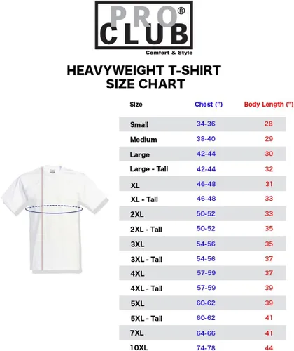Miniatura 6 de Pro Club - Camiseta de manga corta para hombre, algodón pesado, cuello redondo