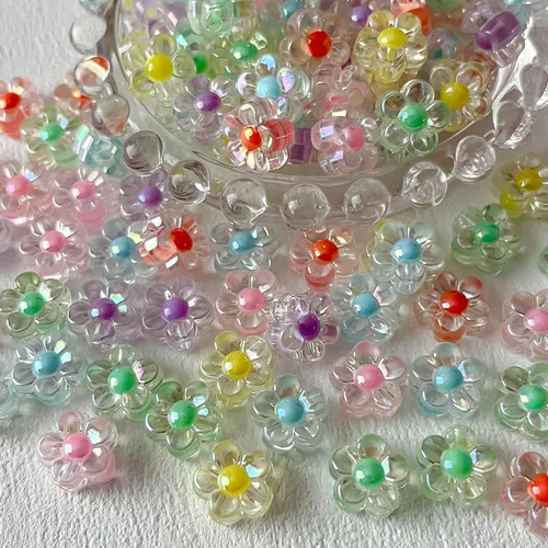 200 cuentas acrílicas coloridas de color Ab con agujero interior recto transparente para joyería de bricolaje, pulsera, collar, cadena de teléfono,