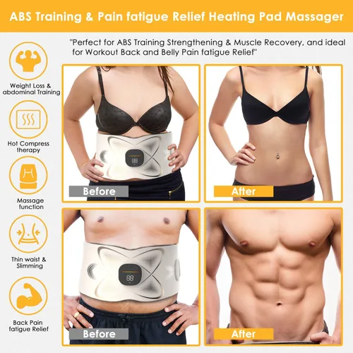 Miniatura 7 de Escultor de abdominales, cinturón de tonificación abdominal con almohadilla térmica para eliminación de celulitis estomacal, quema de grasa, máquina