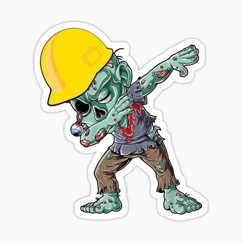 3 piezas de construcción Zombie Worker Dabbing, etiqueta engomada del casco de la etiqueta divertida del casco