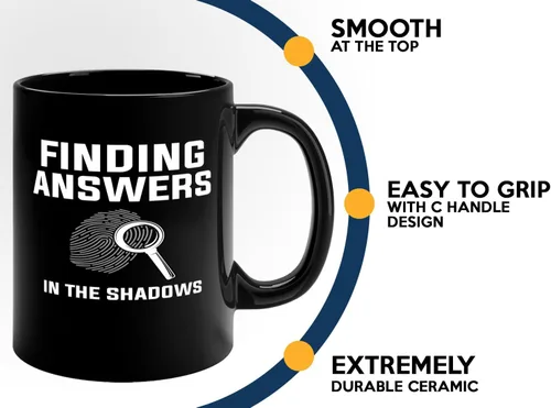 Miniatura 5 de Taza de café detective de 11 oz, color negro Encontrar respuestas en - Oficial de policía Patrulla Policía Detective Sheriff Police Enforcement