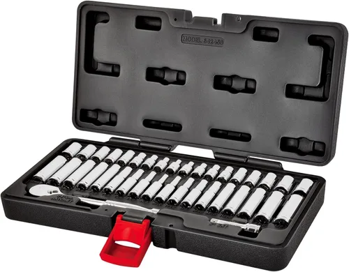 Miniatura 2 de Powerbuilt 642450 Juego de herramientas mecánicas de accionamiento de 38 piezas de 1/4 pulgadas, con juego de llaves SAE y métricas, trinquete