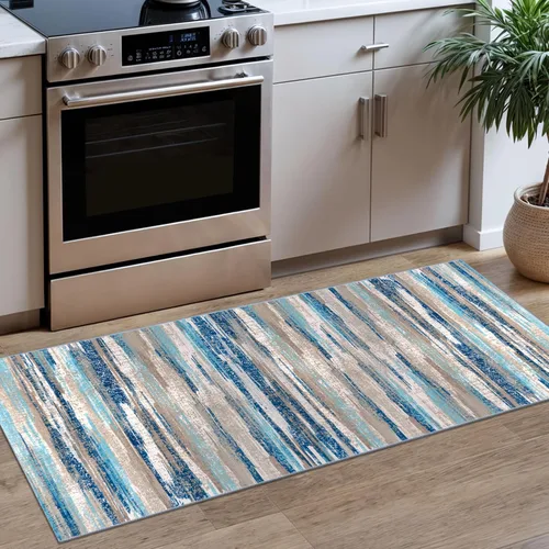 Miniatura 64 de Alfombra de pasillo moderna Lansny 2 x 6 pulgadas, alfombra de cocina lavable verde mostaza multicolor, alfombra antideslizante suave para pasillo