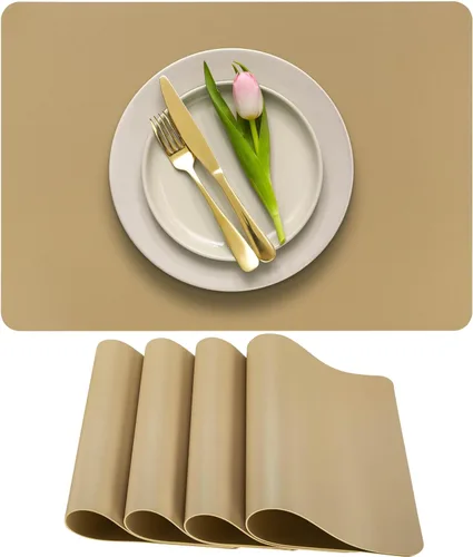 Miniatura 19 de More Décor - Juego de 6 manteles individuales de piel sintética para mesa de comedor, impermeables, lavables, resistentes a las manchas y al calor