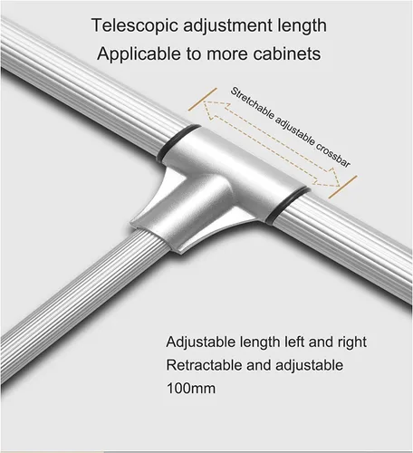 Miniatura 5 de LDIW Varillas extraíbles de aluminio para armario, sistema de almacenamiento para dormitorio, guardarropa, armario, guardarropa, plateado, 830 ~