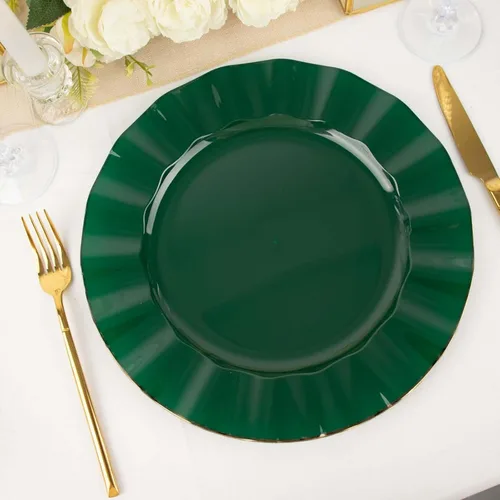Miniatura 63 de Efavormart - Platos de cena de 11 pulgadas – Juego de 10 platos desechables redondos de plástico negro con borde dorado rizado – Vajilla elegante