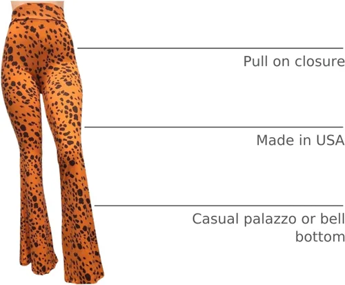 Miniatura 73 de ShopMyTrend - Pantalones de yoga largos con piernas anchas y acampanadas estilo palazzo, con cintura alta, para mujer