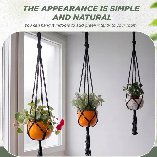 Miniatura 6 de EBOOT Paquete de 3 cuerdas grandes de macramé para colgar plantas de 33, 41, 48 pulgadas, para colgar macetas para decoración de interiores