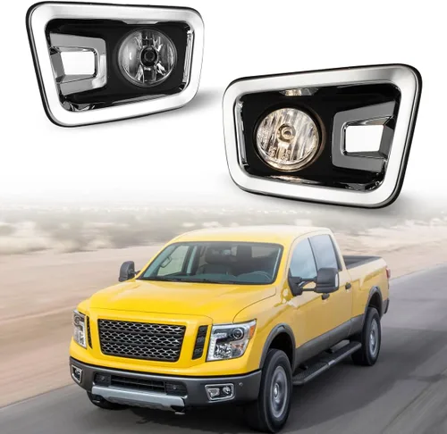 Nixon Offroad Juego de luces antiniebla para Nissan Titan 17-18 y Nissan Titan XD 2016-2019 con bombillas halógenas + kit de arnés de cableado +