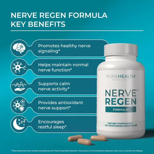 Miniatura 3 de PUREHEALTH RESEARCH Nerve Regen Formula - Suplemento de apoyo nervioso para pies y manos - con ácido alfa lipoico ALA, benfotiamina, acetil