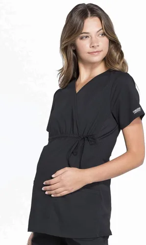 Miniatura 3 de Cherokee Women's Maternity Scrub Top with 3 Pockets Mock Wrap WW685