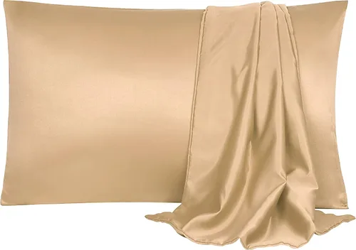 Miniatura 18 de uxcell Paquete de 2 fundas de almohada de satén de seda para cabello y piel, frescas, sedosas, suaves y transpirables, tamaño estándar de 20 x 26