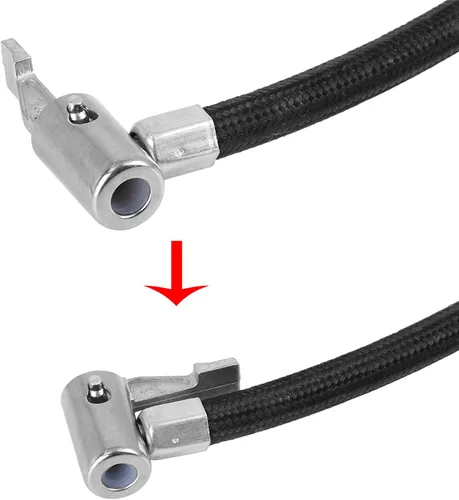 Miniatura 5 de X AUTOHAUX Válvula de neumático de coche de 7.9 in conectar tubo de aire Chuck inflador compresor bomba extensión manguera adaptador 2 unids