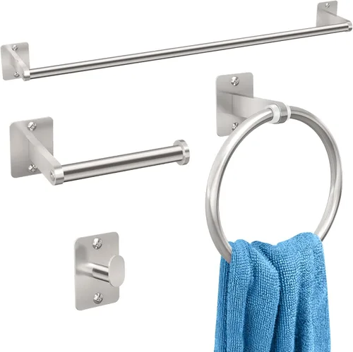 Miniatura 11 de KLJKPA - Juego de accesorios de baño, juego de 4 piezas de accesorios de baño dorados, barra de toalla de 24 pulgadas, toalleros para baño, ganchos