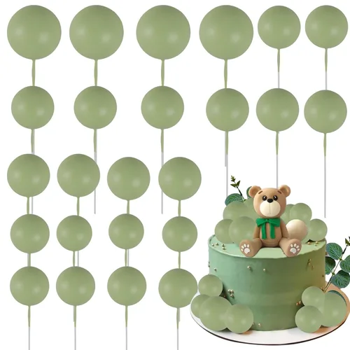 Miniatura 38 de Gyufise 30 Piezas Bolas Topper para Pastel DIY Insertables para Pastel Palillos de Bolas para Pastel Topper para Cupcakes para Fiesta de Cumpleaños