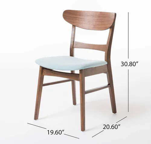 Miniatura 3 de Christopher Knight Home Idalia - Sillas de comedor, juego de 2 piezas, acabado menta/nogal