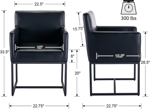 Miniatura 2 de VESCASA Juego de 2 sillas de comedor tapizadas de piel sintética con brazos, modernas sillas de cocina acolchadas de mediados de siglo con marco