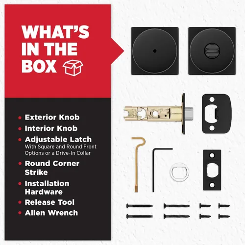 Miniatura 7 de Kwikset Pismo Manija de privacidad para puerta, para interiores, con cerradura, sin llave, con protección Microban, para baño y dormitorio, negro