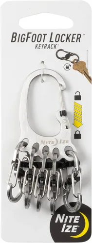 Nite Ize Bigfoot Locker KeyRack - Soporte de acero inoxidable para coche, casa y otras llaves - Mosquetón con S-Biners - Capacidad para 15 llaves a