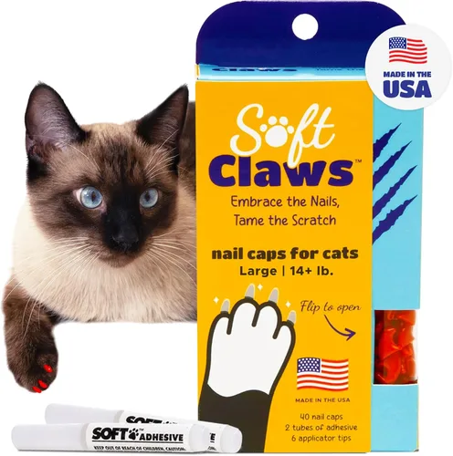 Miniatura 18 de Tapas de uñas Soft Claws para gatos pequeños – (40 tapas, negro) - Fabricado en EE. UU. - Desarrollado por veterinarios, no tóxico Protege muebles