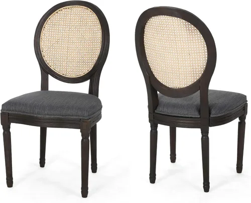 Miniatura 8 de GDFStudio Sillas de comedor de madera con cojines (juego de 2), beige, natural y negro
