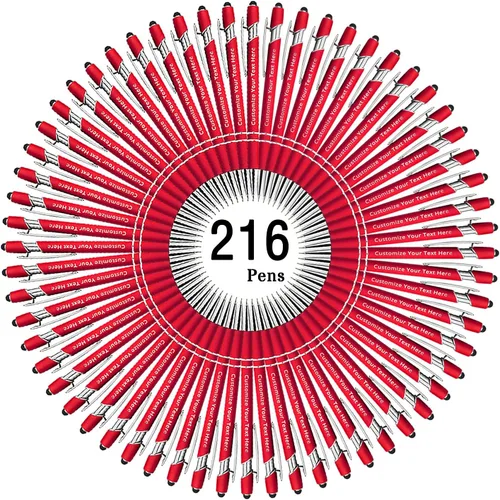 Aolun 216 bolígrafos personalizados a granel con stylus grabado, bolígrafos personalizados, metal suave al tacto, nombre grabado, logotipo o Rojo