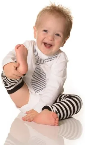 Miniatura 2 de juDanzy Calentadores de piernas para bebés y niños pequeños de Navidad y Halloween para niñas y niños (talla única, rayas blancas y negras), Raya