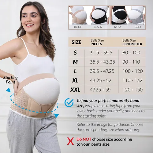 Miniatura 19 de NeoTech Care Cinturón de maternidad para embarazo, soporte para espalda, abdomen, cintura, pelvis (talla L, color marfil)