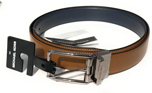 Miniatura 2 de Michael Kors Cinturón de vestir reversible de cuero de PVC cortado para hombre, marino