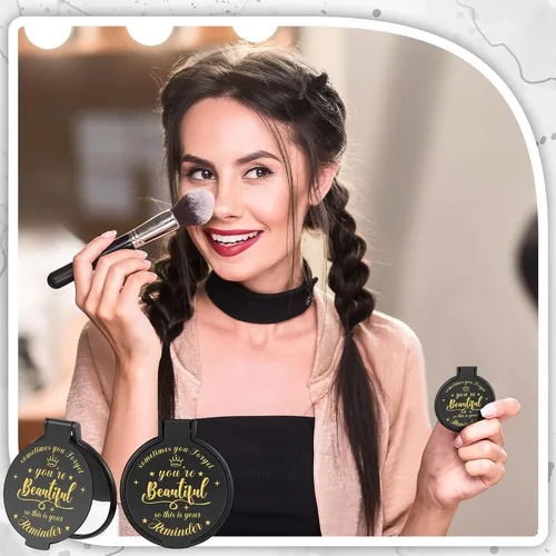 Miniatura 5 de 100 piezas de espejo compacto inspirador de 2.76 pulgadas a granel para mujeres, pequeños regalos de graduación, día de la madre, fiesta, bolso