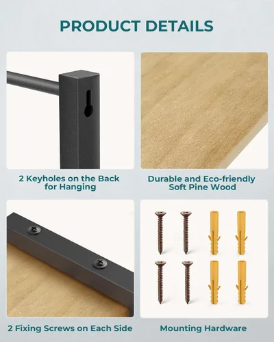Miniatura 4 de OROPY Estante para especias montado en la pared, estante colgante de madera rústica para colocar sobre la estufa, pared de cocina, paquete de 4