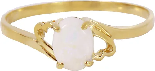 Miniatura 3 de Galaxy Gold GG Anillo de oro amarillo sólido de 14 quilates con forma ovalada Ópalo natural GRADO AAA