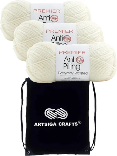 Miniatura 53 de Premier Yarns Everyday Anti-Pelusa Hilo Sólido Verde Pino DN100-8 (6-Madejas - Mismo Lote de Tinta) #4 Peso Estambre Acrílico para Tejer