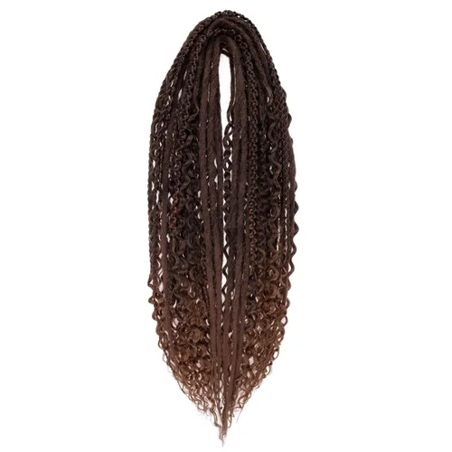 Miniatura 30 de Leeven Extensiones de rastas grises de 40 hebras de 18 pulgadas con terminación única hechas a mano, extensiones de rastas suaves de 0.6 cm