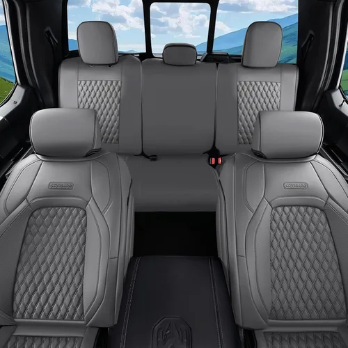 Miniatura 27 de Coverado Fundas de Asientos de Automóvil Juego Completo, Fundas de Asientos de Automóvil de Cuero Impermeables para Dodge RAM 1500 Compatible