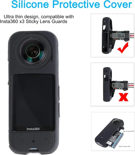 Miniatura 3 de PellKing Kit de accesorios de protección de cámara para Insta360 X3, Insta 360 X3, incluye protector de lente/cubierta protectora