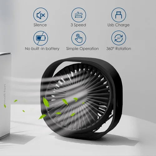 Miniatura 2 de Simpeak Ventilador USB pequeño, silencioso y portátil alimentado por USB (sin batería), refrigeración de 3 ajustes de velocidad, ventilador personal