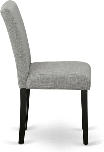 Miniatura 10 de East West Furniture ABP1T06 Abbott Parson - Sillas de comedor Shitake de tela de lino, juego de 2, color negro