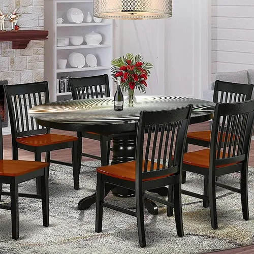 Miniatura 2 de Mantel ovalado ajustable para mesa de patio, poliéster elástico, mantel geométrico moderno con estampado de cebra para comedor y cocina, se adapta a
