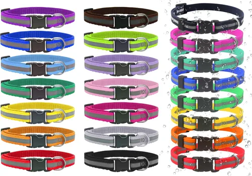 Miniatura 12 de YOY Juego de 25 collares de nailon suave para identificación de cachorros, ajustables, reutilizables, lavables, bandas de identificación de mascotas
