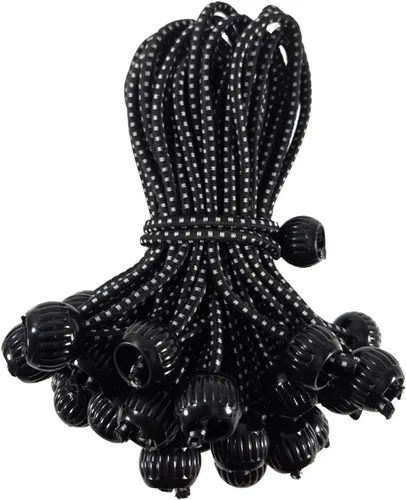 Miniatura 7 de Cuerda elástica de bola de 4 pulgadas, color negro, cuerda elástica de alta elasticidad, goma real, 50 piezas, resistente a los rayos UV, resistente