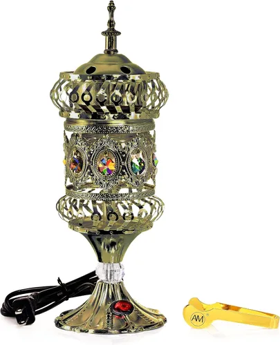 Miniatura 8 de ATTAR MIST Quemador de incienso eléctrico - Quemador de resina de incienso Oud - Carrusel intrincado grande Mabkhara Silver Plata