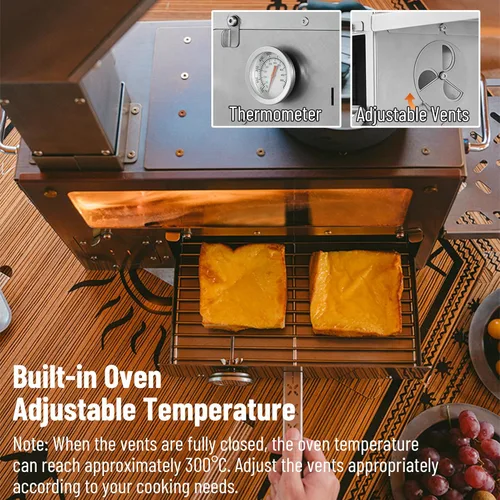 Miniatura 2 de Naturehike - Estufa de leña con horno para campamento, estufa de pellets portátil con tubos de chimenea para senderismo, cocina al aire libre