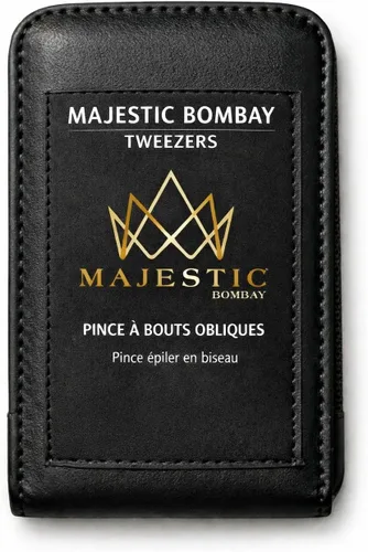 Miniatura 9 de Majestic Bombay Pinzas de punta fina + inclinadas para mujeres y hombres, garrapatas astilladas, depilación facial, cejas y encarnadas, afiladas