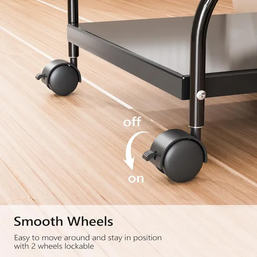 Miniatura 7 de OmySalon Carrito de pedicura, carrito de baño de pies, carrito portátil para estética de uñas, taburete ajustable para manicura y masaje de pies